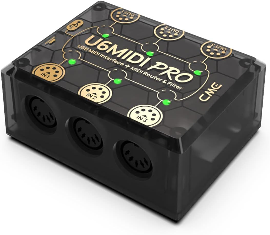 CME U6MIDI Pro - MIDI Interface with Router and Filter - Plug-And-Play USB MIDI for Computer - 3-In-3-Out MIDI with Merge, Split, Thru image number 6