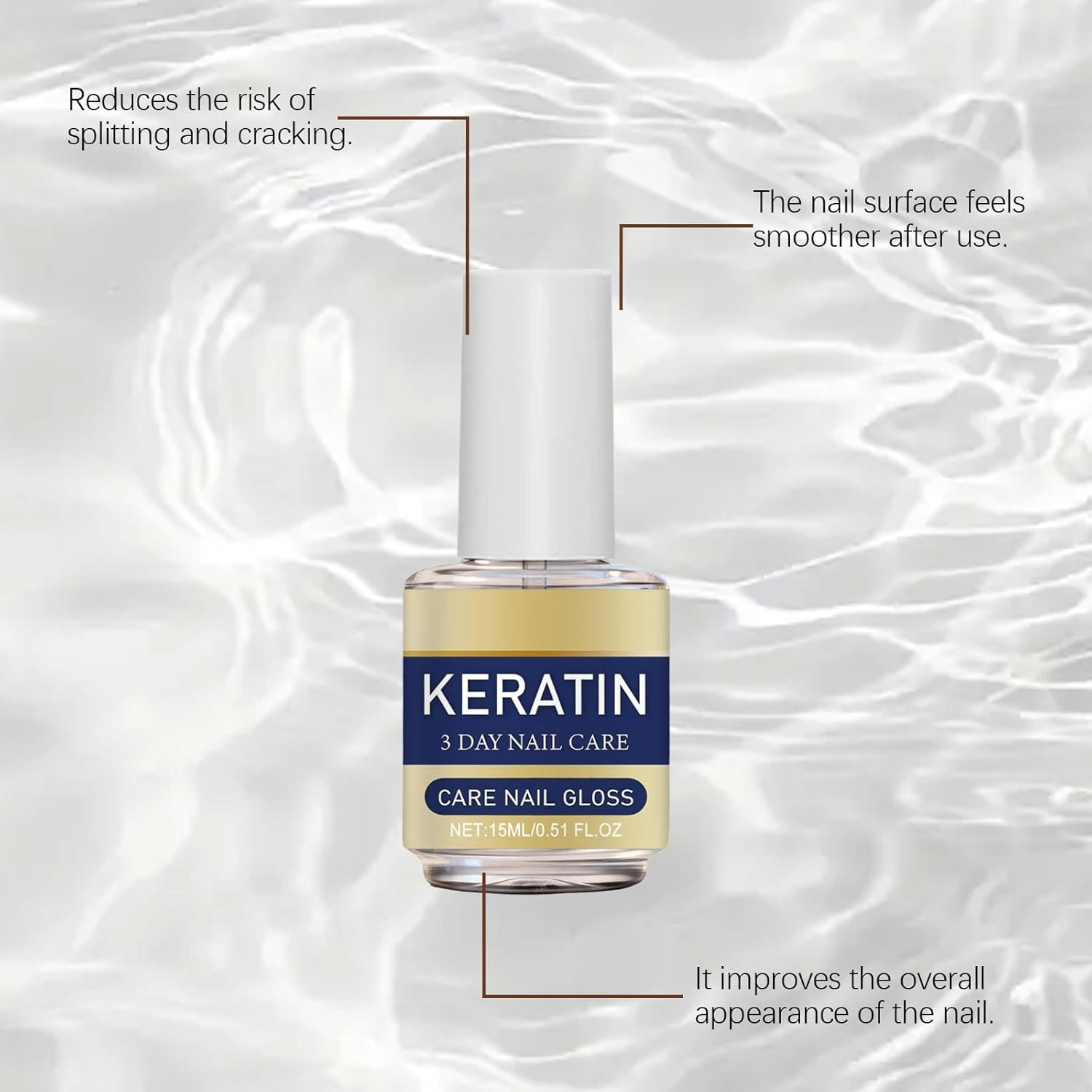 Keratin 3 Day Nail Care,Strengthener,Hardener,Moisturized for Weak/Damaged Nails,Cuticle Care for Toenail/Fingernail Strengthening (15Ml),Fast-Absorbing,Lightweight and Gentle (1PCS) - 1Pcs image number 6