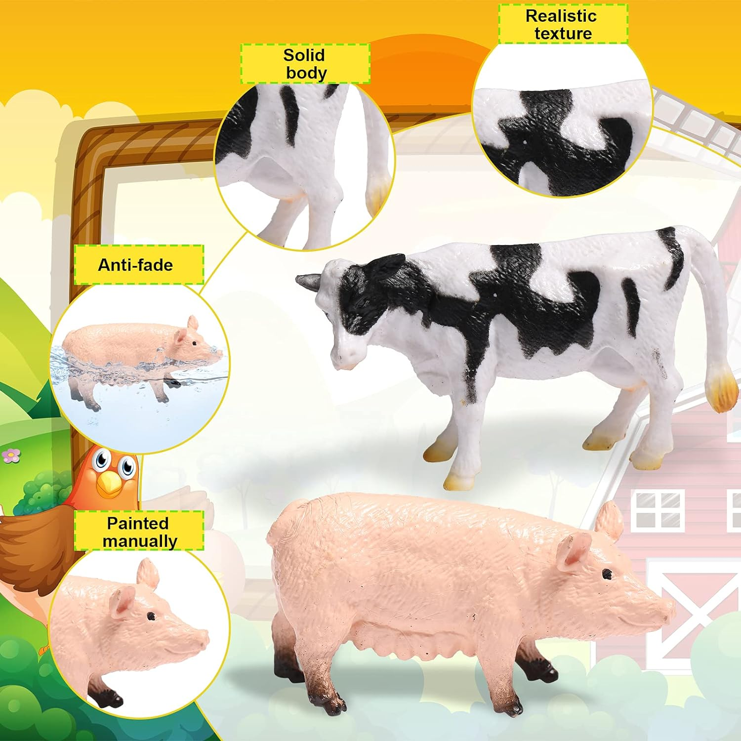 16 Pieces Farm Animal Figures Toys Realistic Jungle Farm Animal Figurines Mini Learning Educational Playset Cake Topper Ornaments for Easter Egg Fillers Birthday Christmas Animal Themed Party Supplies image number 2