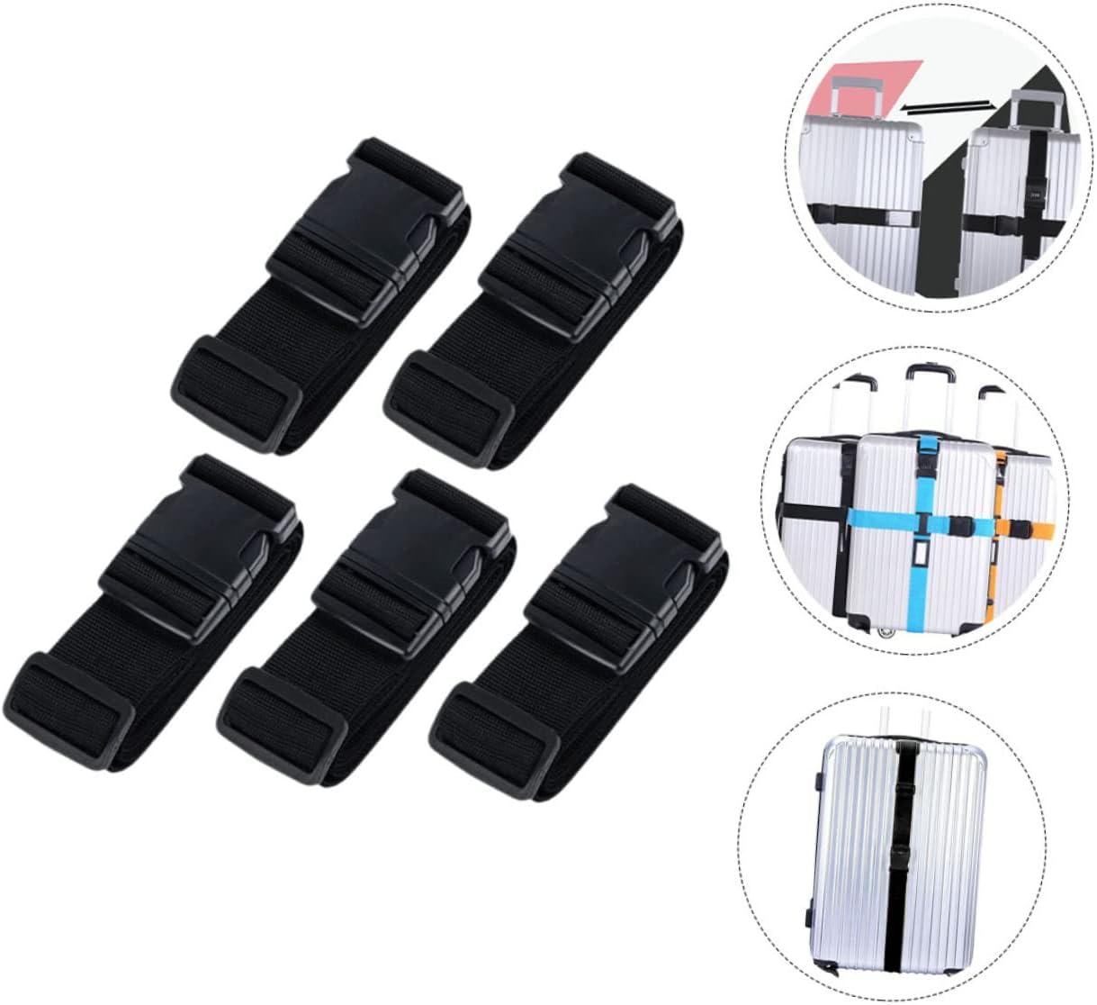 TOGEVAL Luggage Strap Suitcase Strap with Buckle for Travel Baggage Security Sturdy Lightweight Design for Airplane Airport Travel Use 5 Pack image number 4