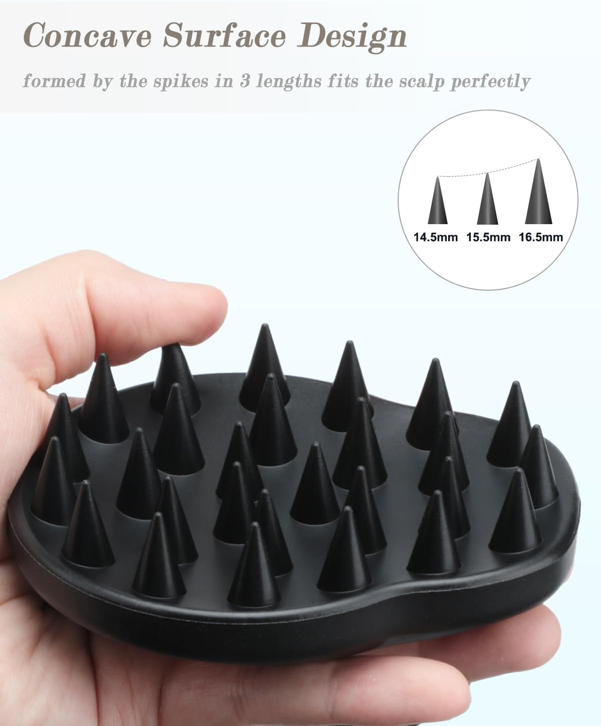 FREATECH 100% Silicone Hair Scalp Massager Shampoo Brush for Scalp Care and Hair Growth, Waterproof Shower Hair Scrubber Scalp Exfoliator for Dandruff and Buildup, Sturdy and Hygienic, Black image number 4