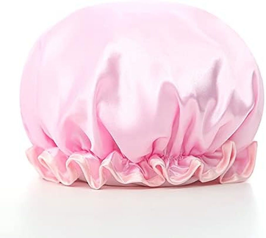 SOWUNO Shower Cap Waterproof Elastic 3PCS Dual-Layer Thickened Stretchy Adjustable Bath Cap for Home Fashion Smooth Long