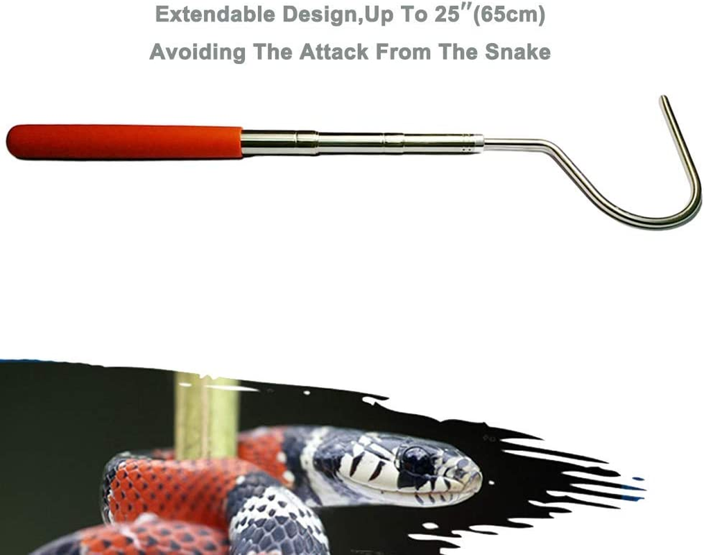 Yomyray Extendable Snake Hook Reptile Corn Snake Ball Python Rattlesnake Handling Tool for Catching,Controlling,Or Moving Snakes, Material Tool(53Inch and 25Inch)