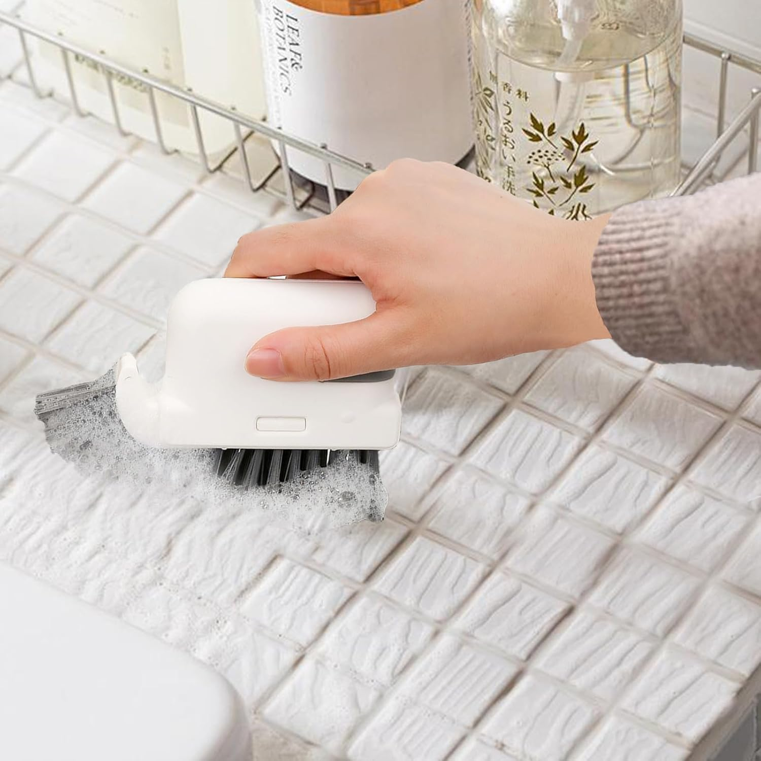 2 Pack Scrub Brushes for Cleaning, Bathroom Cleaning Brush, Cleaning Brushes for Household Use (Gray, Yellow) image number 4