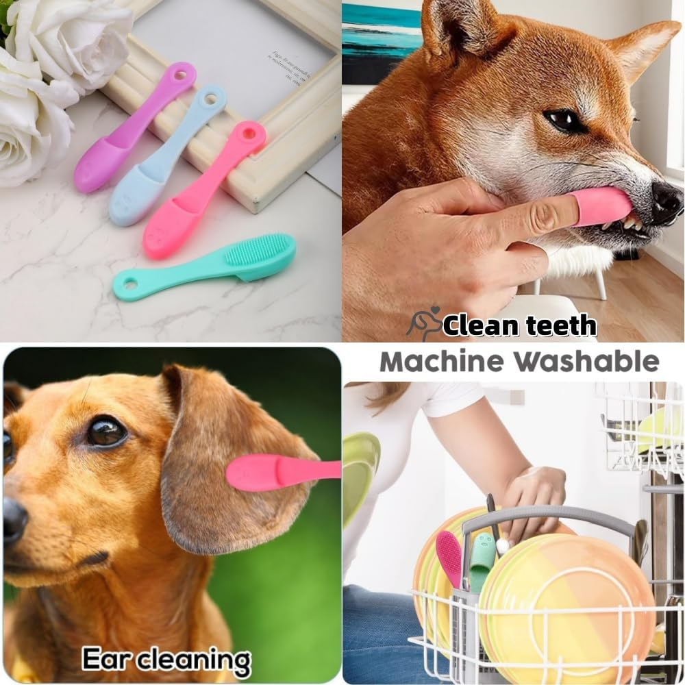 4 Pcs Silicone Finger Brush, Toothbrush for Cats, Puppy Pet Dental Care, Brush Small Dogs, Puppies and Cats image number 5