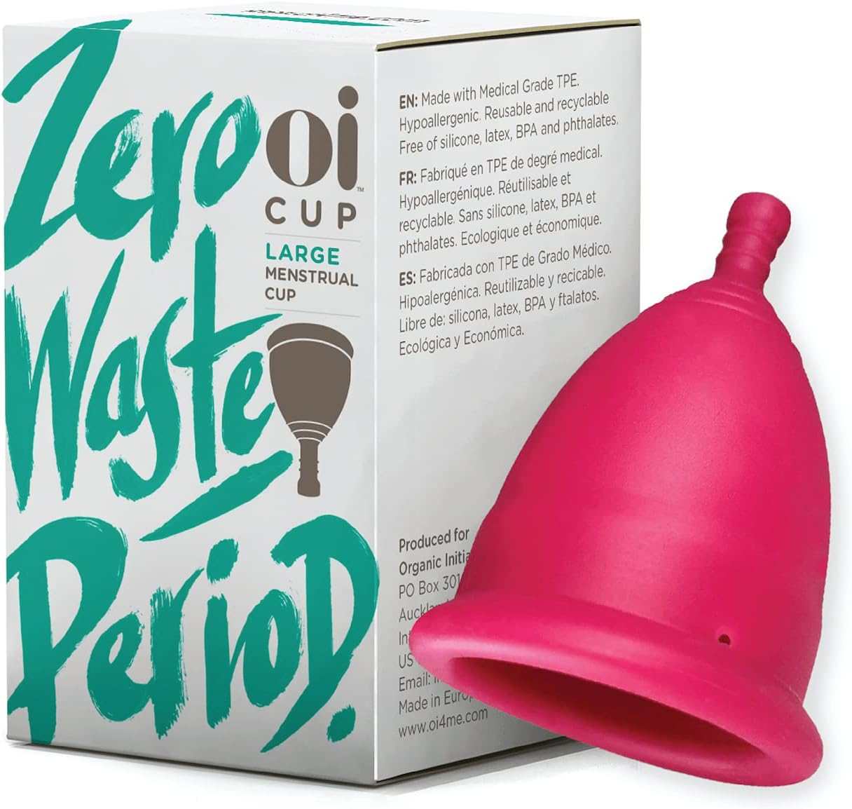 Oi Menstrual Cup - Large - up to 8 Hour Protection, Eco-Friendly and Recyclable Menstrual Cup Made with Hypoallergenic Medical Grade TPE, a Natural Alternative to Tampons and Pads image number 5