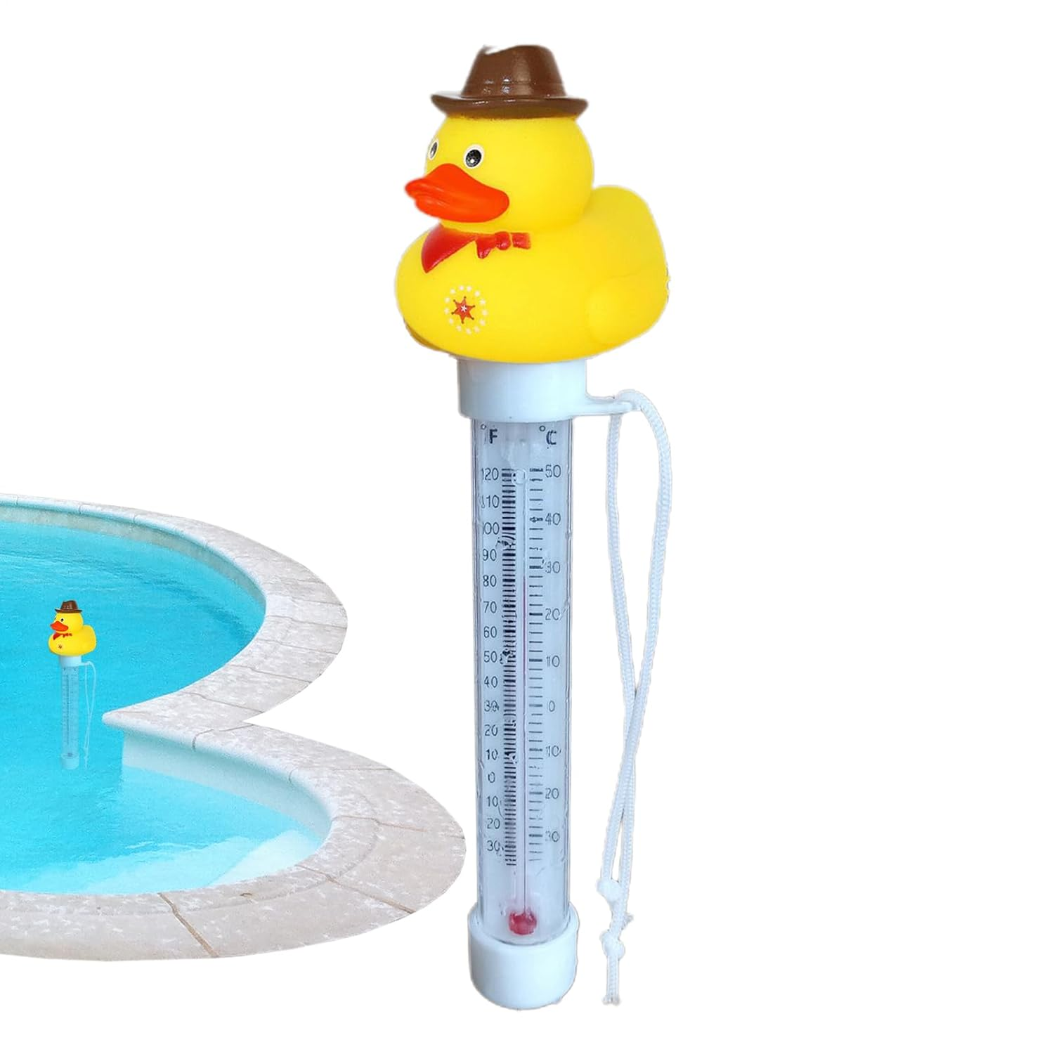 Pool Thermometer Floating Duck | Easy Read Shatterproof Floating Yellow Duck Thermometer for Swimming Pool, Cartoon Style, for Outdoor, Indoor Swimming Pools, Bath Water, Spas, 20Cm