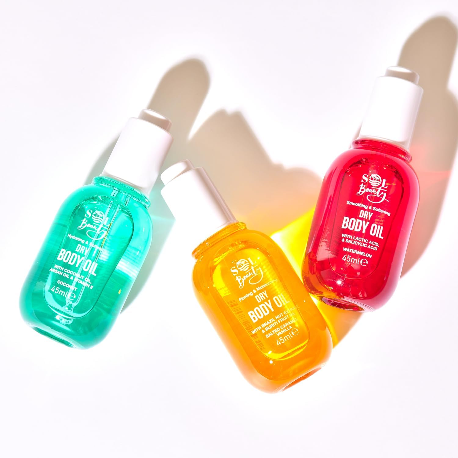 Sol Beauty Dry Body Oil Coconut Scent with Coconut Oil & Vitamin E, Helps Smooth and Soften Skin, Vegan Friendly Light Moisturiser 45Ml