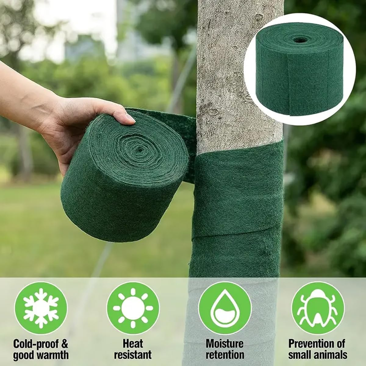AIMALL 2-Pack Tree Wrap &ndash; 4.7In X 787.4In Non-Woven Tree Bandage for Insulation, Moisture Retention, and Animal Protection image number 1