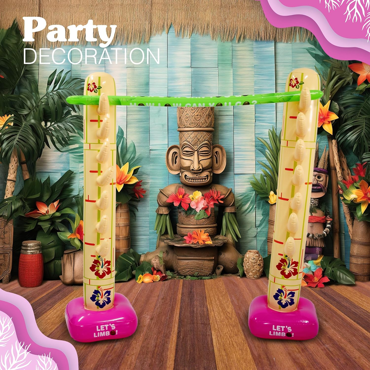 Summer Inflatable Limbo Game Party Game for Kids Boys Girls Adults Tropical Inflatable Decoration for Indoor Outdoor Bithday Beach Pool Tropical Luau Backyard Game by 4E'S Novelty image number 1
