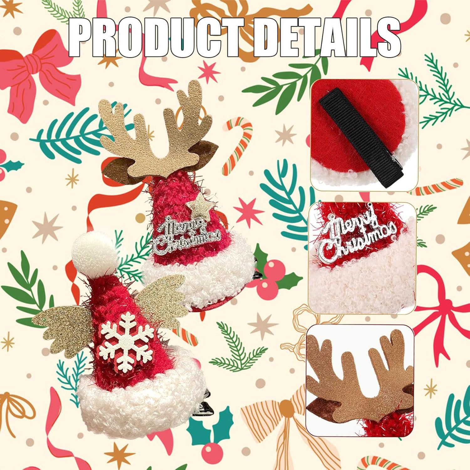 Christmas Girls Hair Accessories Set of 5 image number 4