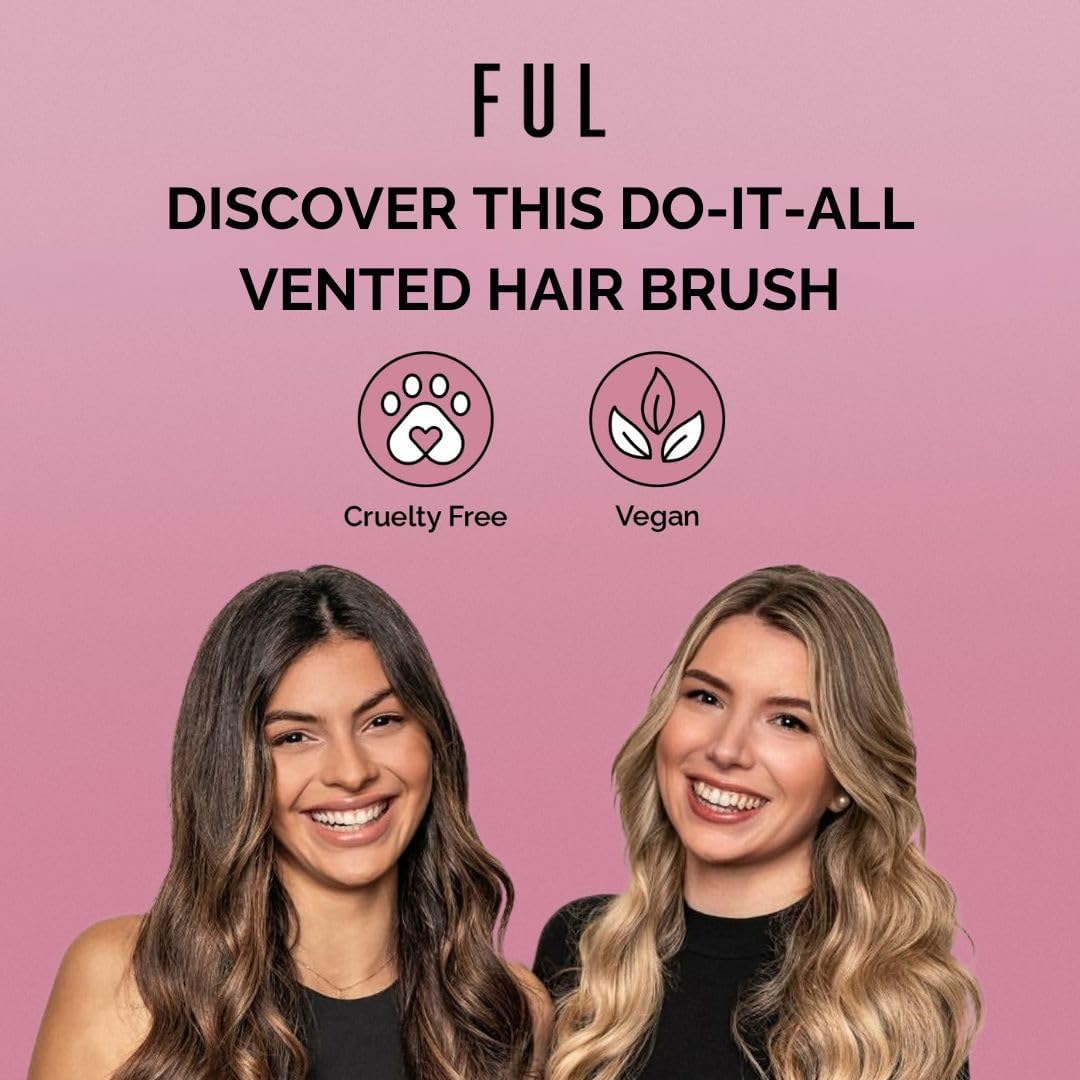 FUL Pink Vented Hair Brush | for Fast Blow Dry | Detangling Hair Brush | Minimises Friction | Ideal for Travel | Suitable for All Hair Types image number 4