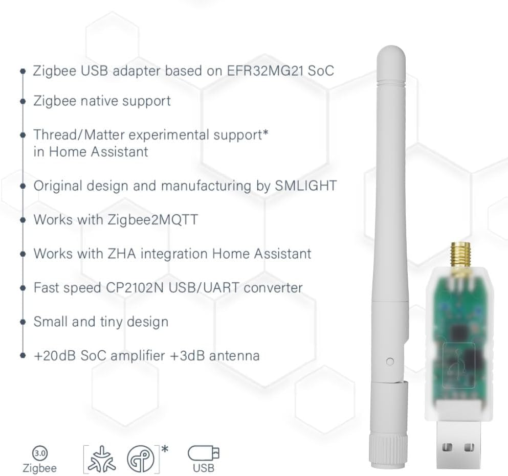 SMLIGHT SLZB-07 Zigbee 3.0 Coordinator Thread/Matter Mini USB Adapter Works with Zigbee2Mqtt, Home Assistant, ZHA image number 5