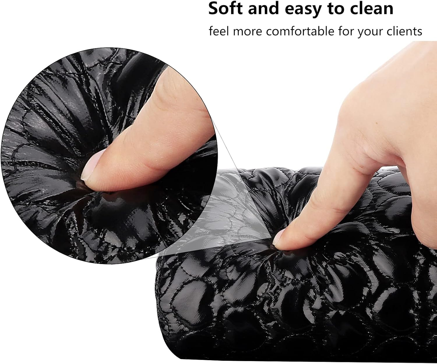Nail Pillow Hand Rest for Nails, Washable PU Leather Nail Armrest Detachable Manicure Hand Pillow Cushion Nail Art Accessories Tool for Nails Tech (Black) image number 2