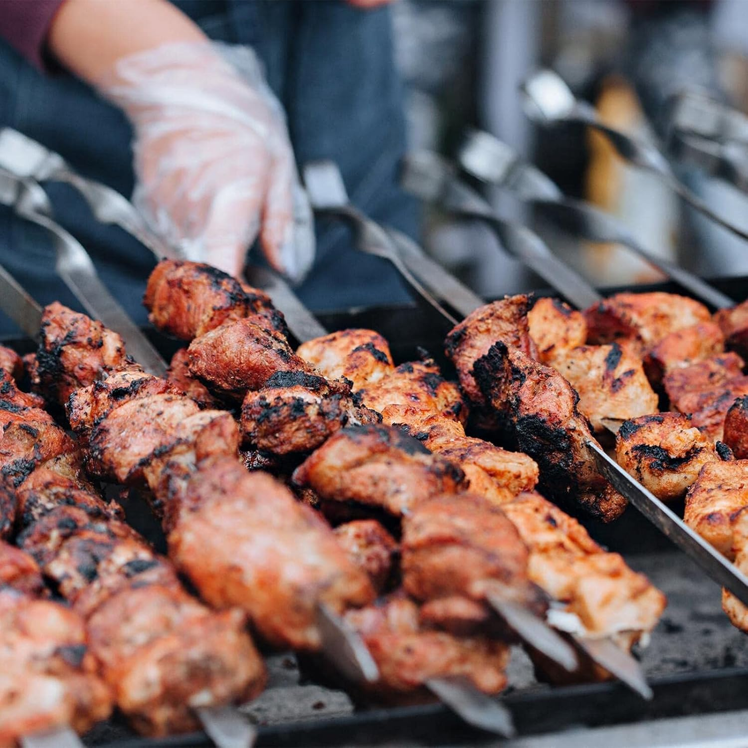 Large Metal Skewers for Grilling,Shish Kebab Skewers 23.6" Skewers for Kabobs Flat Barbecue Skewers Stainless Steel BBQ Grill Stick for Meat, Chicken, Shrimp, Fruit, Vegetables image number 1