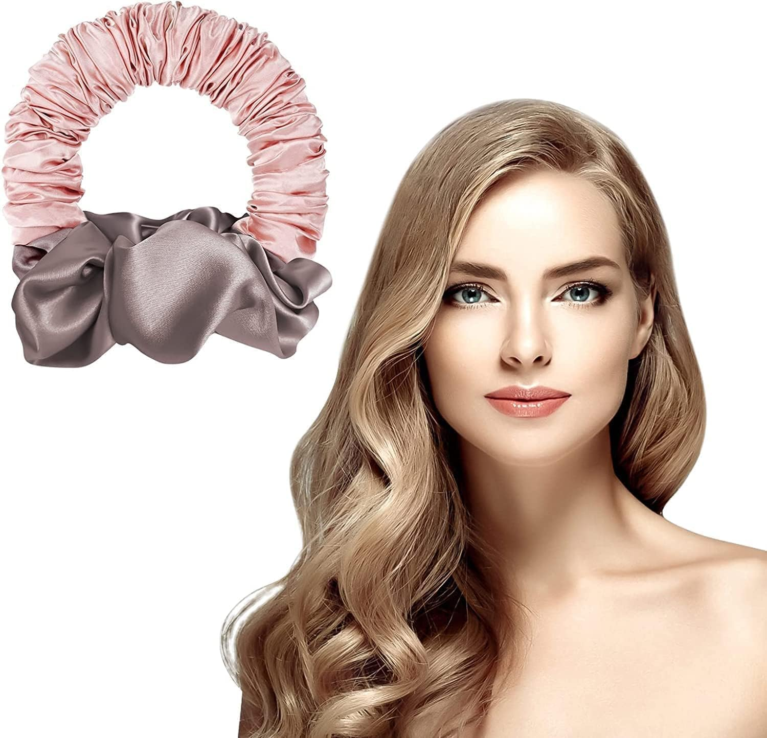 No Heat Scrunchie Hair Curler Ponytail Hairband, 1Pc Soft Sleep Tie Scrunchie Silk Lazy Rollers, Lazy Scrunchie Hair Curler Hairband Styling Tool for Easy Hairstyles