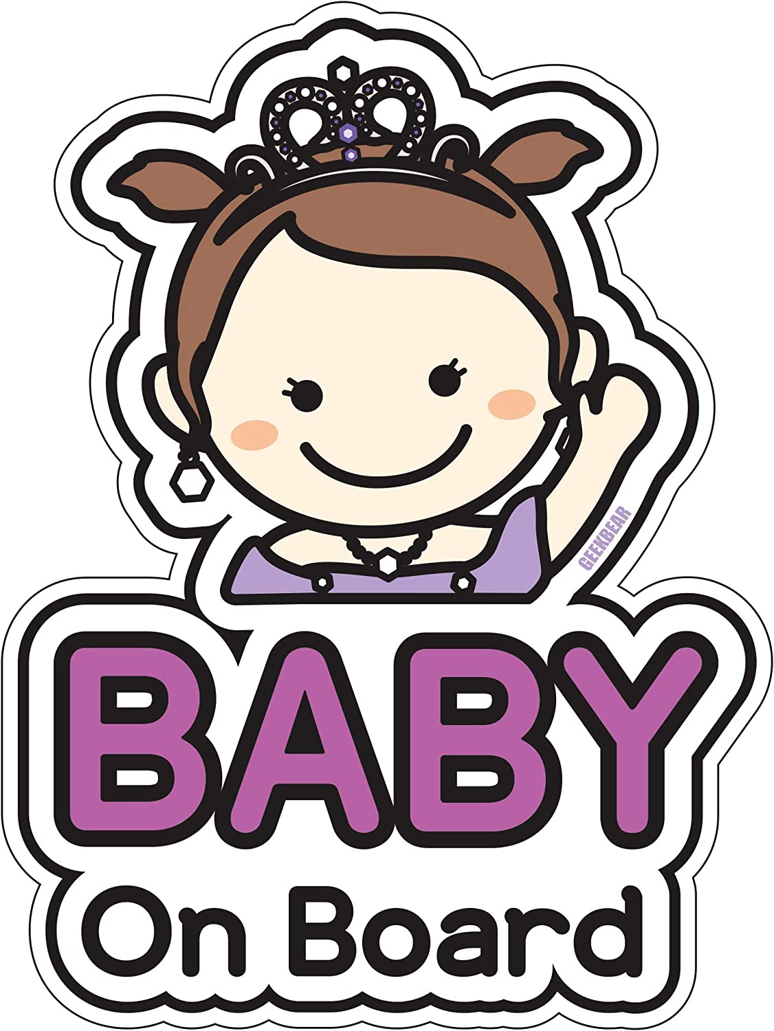 GEEKBEAR Baby on Board Sticker for Cars - Magnet, Sign, Decal - Cute and Funny Baby in Car Sticker (05. Cute Alien Boy)