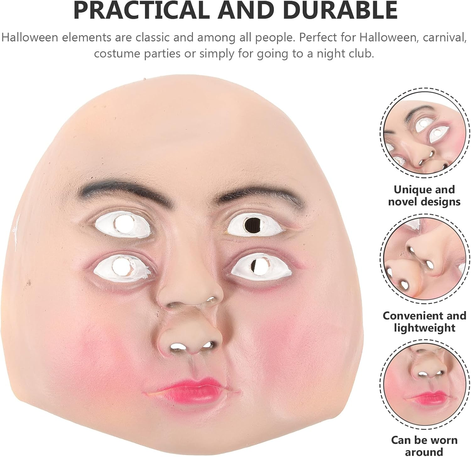 PRETYZOOM Halloween Latex Full Face Mask with 4 Eyes Design, Holiday Scary Mask Creepy Costume Accessory, Halloween Party Cosplay Supplies image number 6