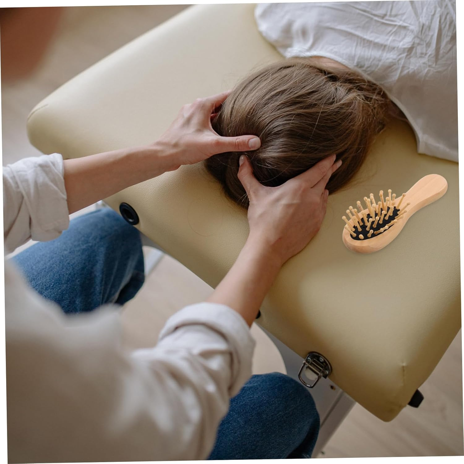 Anneome Massage Comb Paddle Detangling Hairbrush Wooden Travel Scalp Massager for Curly Hair Styling and Wet Dry Hair Care image number 3