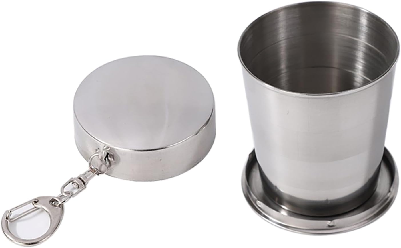 Stainless Steel Collapsible Cup Reusable Portable Travel Folding Water Cup Space Saving Design Folding Cup Drinking Cup with Lid for Picnic/Outdoor Activities/Camping/Hiking (Silver, 250Ml) image number 1