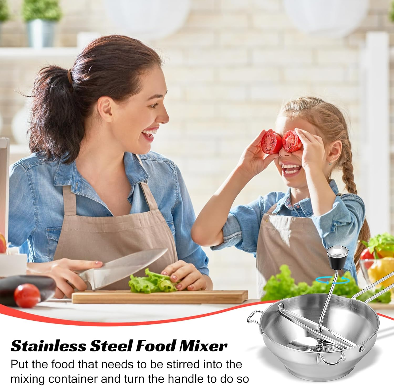 Food Mill Made of Stainless Steel with 3 Sieve Inserts, Jam Mill, Stainless Steel Vegetable Mills, Large Food Mill for Pressing Fruit, Vegetables, Tomatoes, Mashed Potatoes, Baby Food