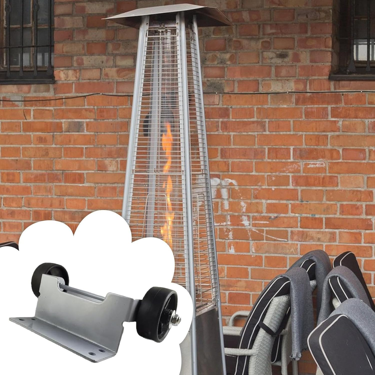 Outdoor Patio Heater Replacement Wheels - Universal Movable Warming Supplies - Patio Heater Replacement Parts - for Bedrooms Windowsills Balconies Having Tea Dining Parties Yard Porch Lawn Outsi image number 5