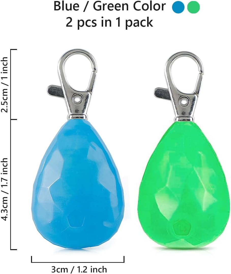 LED Dog Collar Light 2 Pack, USB Rechargeable Clip-On Flashing Tag Light, 3 Modes for Night Walking Safety (Blue/Green) image number 3