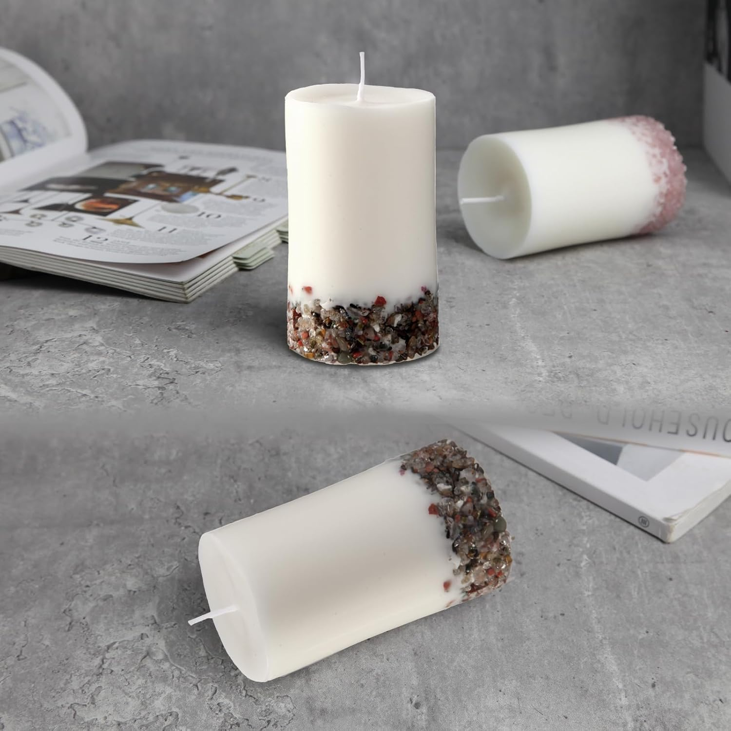 Crystal Candle,Jade Stone Infused Crystal Candle Gift,100% Natural Soy Wax with Plant Fragrance,48H Burn Time, Handmade Scented Candles,10Cm X 6 Cm (Lavender) image number 2