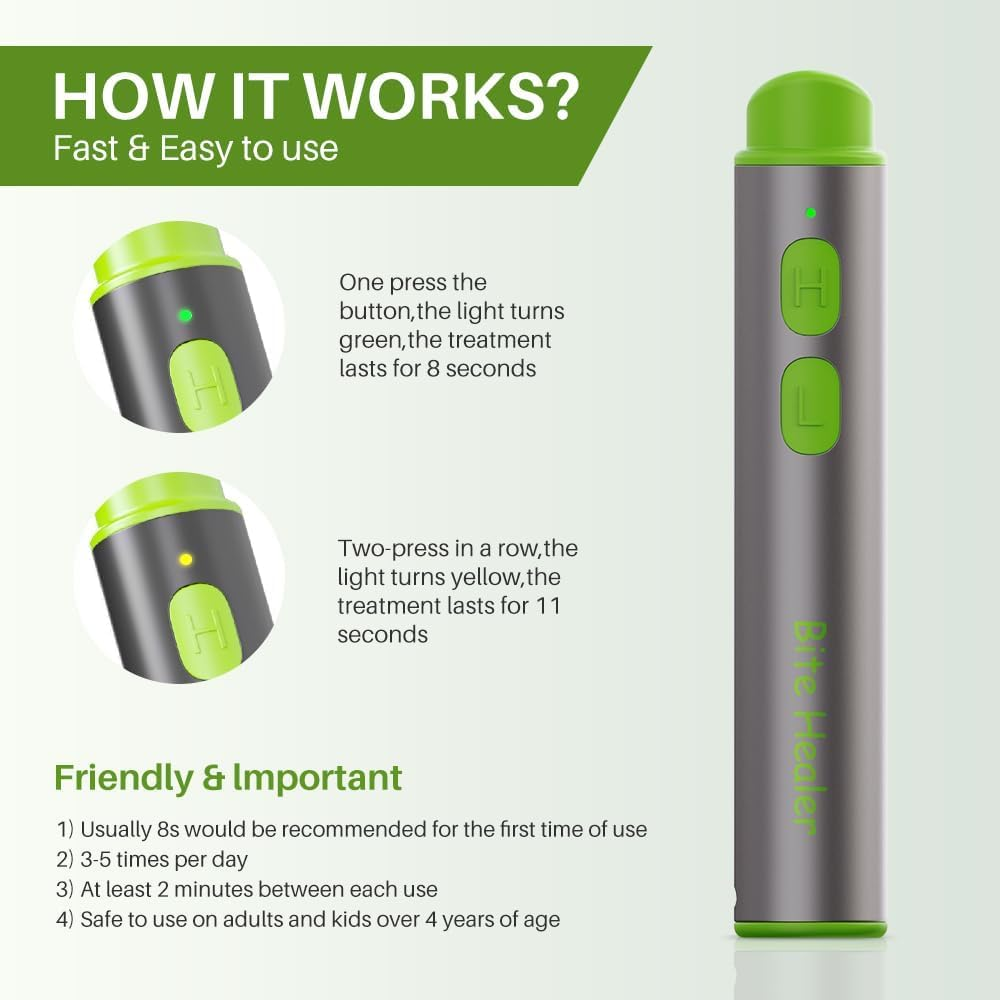 Insect Bite Sting Relief Device, Chemical-Free Itch Swelling Relief for Mosquito Bites, Compact & Portable - Rechargeable Bite Healer image number 1