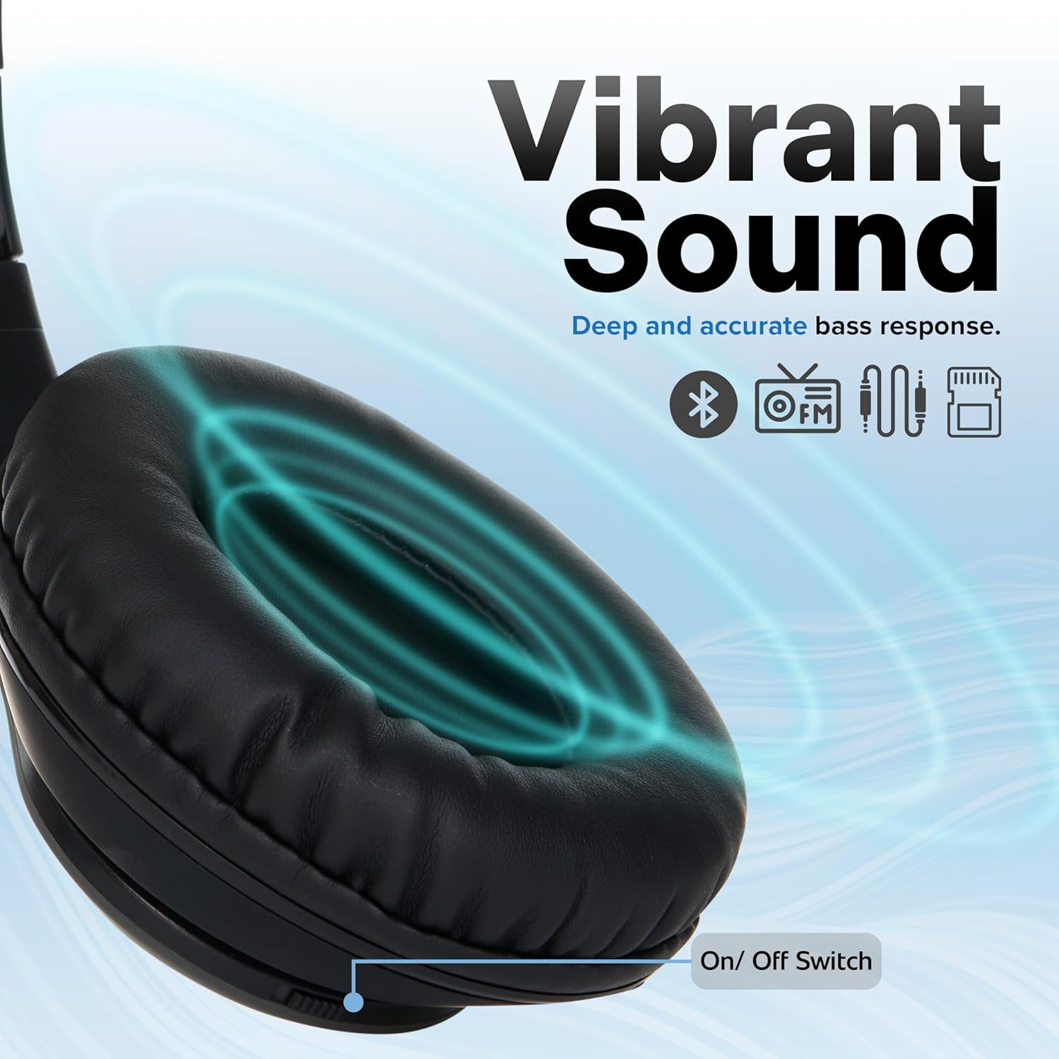 Ijoy Matte Finish Premium Rechargeable Wireless Headphones Bluetooth over Ear Headphones Foldable Headset with Mic (Stealth) image number 4