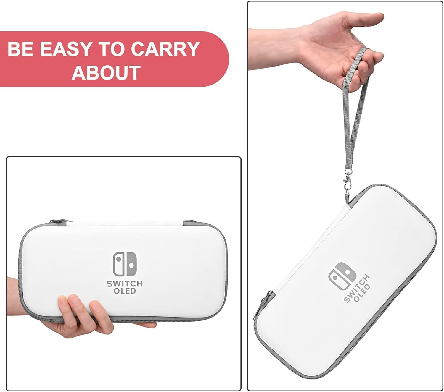 Carrying Case for Nintendo Switch & Switch Oled,Compact and Portable Storage Set with Tempered Film, Switch OLED Crystal Case, Thumb Grip Accessories image number 5