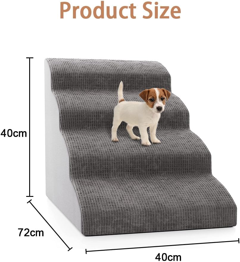 Sturdy Dog Stairs and Ramp for Beds or Couches Pet Stairs High Density Expand Foam, Pet Ramp with Washable Cover image number 1