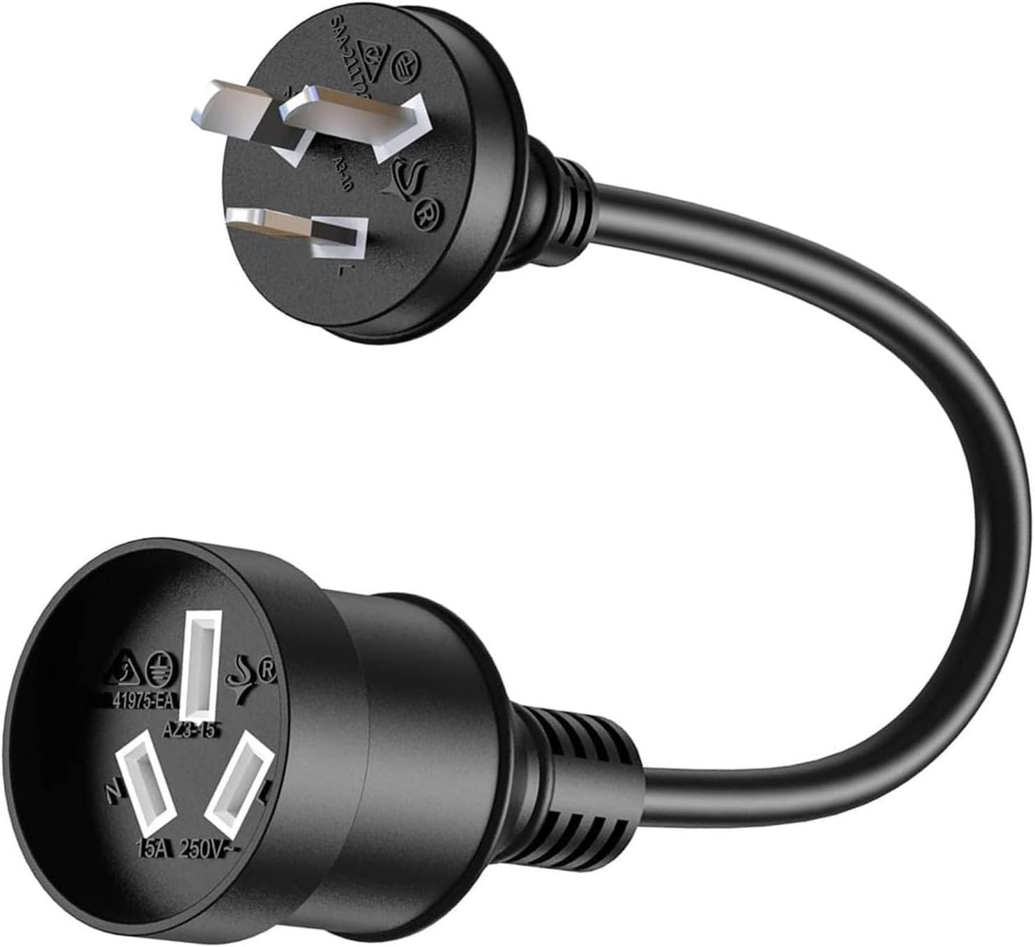 10A Plug to 15A Power Adapter Cord, SAA Approve Heavy Duty 20Cm Length, EV Charging Extension Cable, Portable for Electric Vehicles, RV, Camper, Caravan, Van, Trailer (Black) image number 1