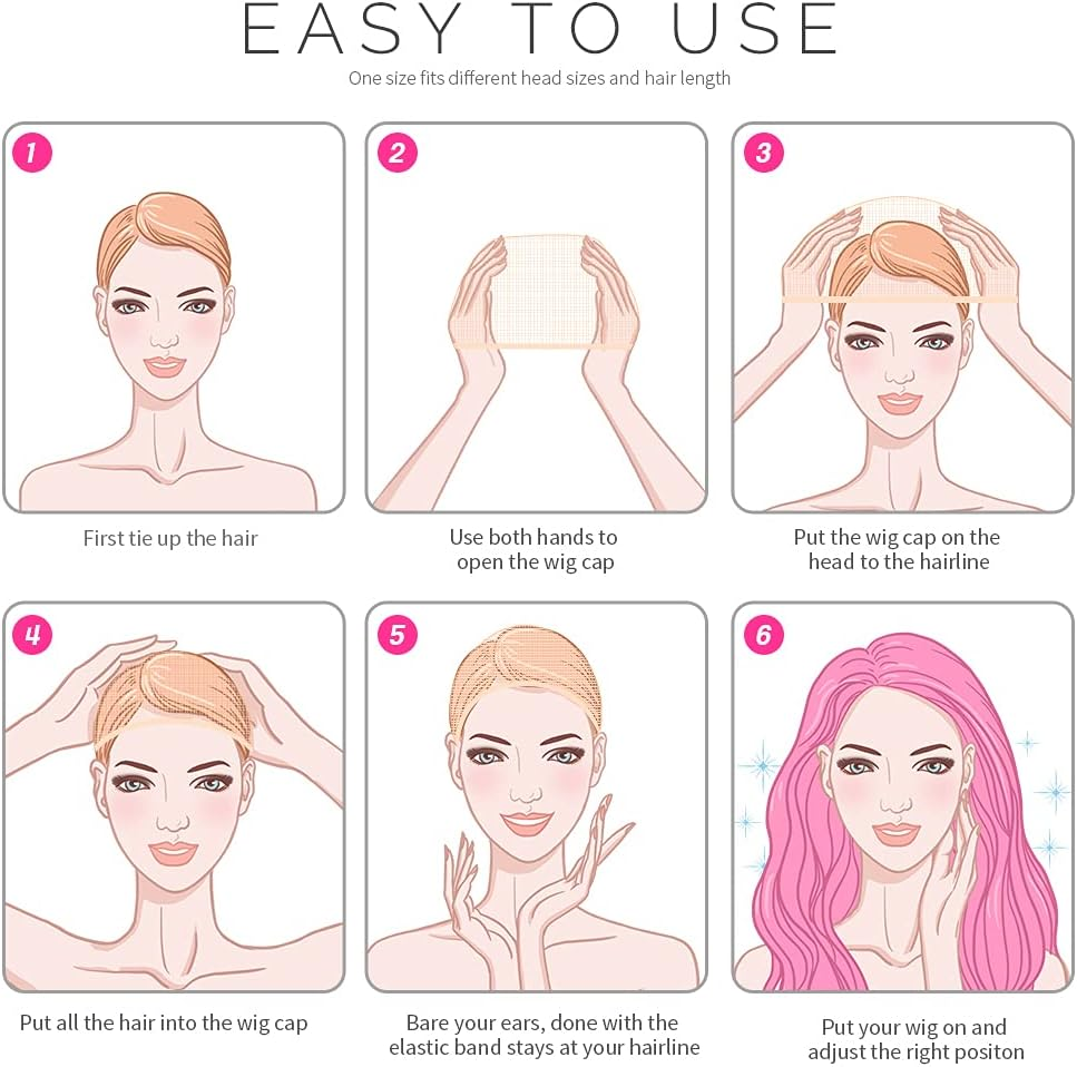 FANDAMEI 4 Pieces Dark Brown Stocking Wig Caps Stretchy Nylon Wig Caps for Women