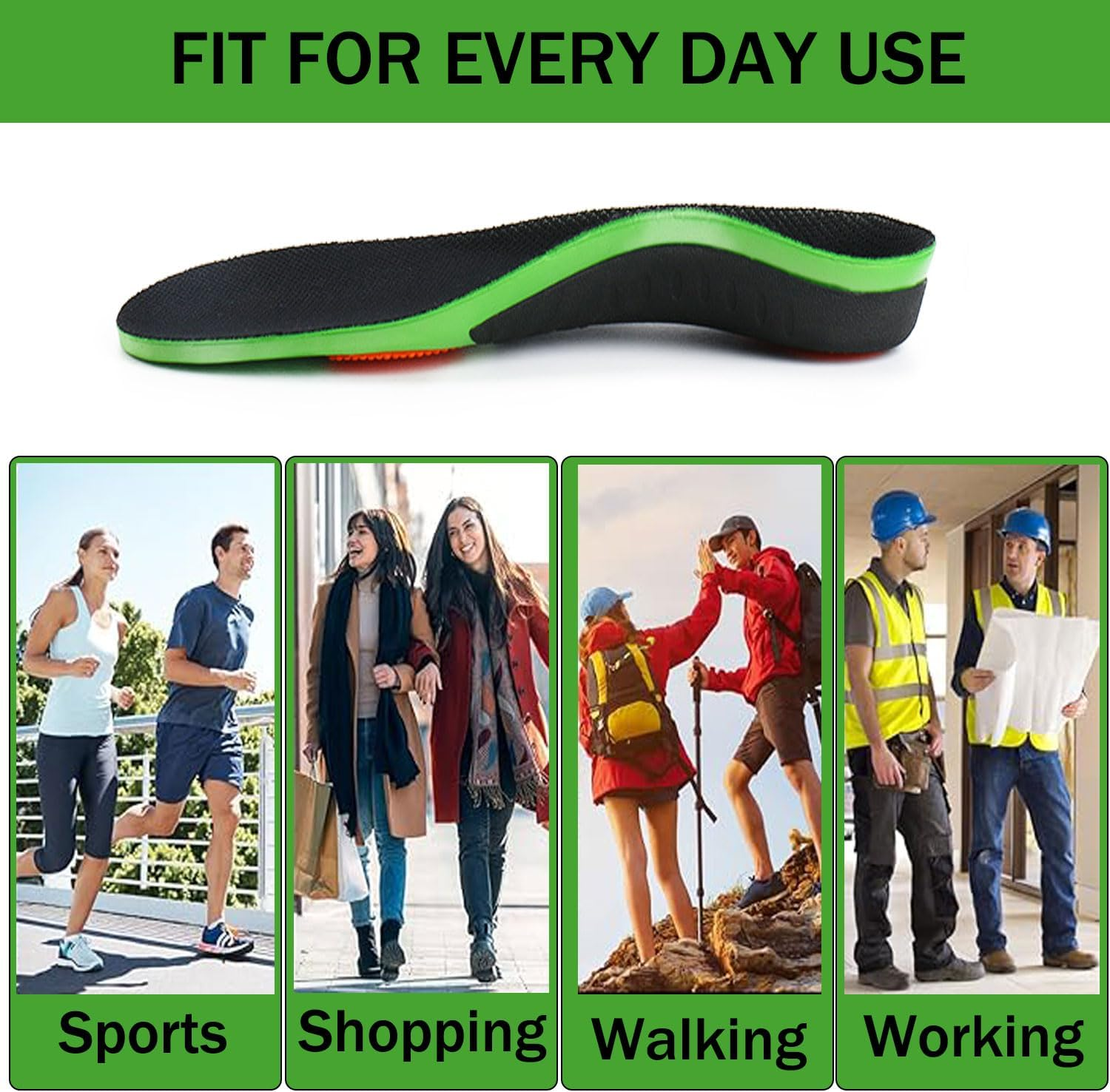 1Pair Arch Support Insoles, High Arch Support Orthotic Insoles, Shoe Insoles Men Women, Plantar Fasciitis Relief, Orthotic Sports Insole, Arch Support Inserts for Flat Feet Heel Pain Spurs（35-40） image number 6