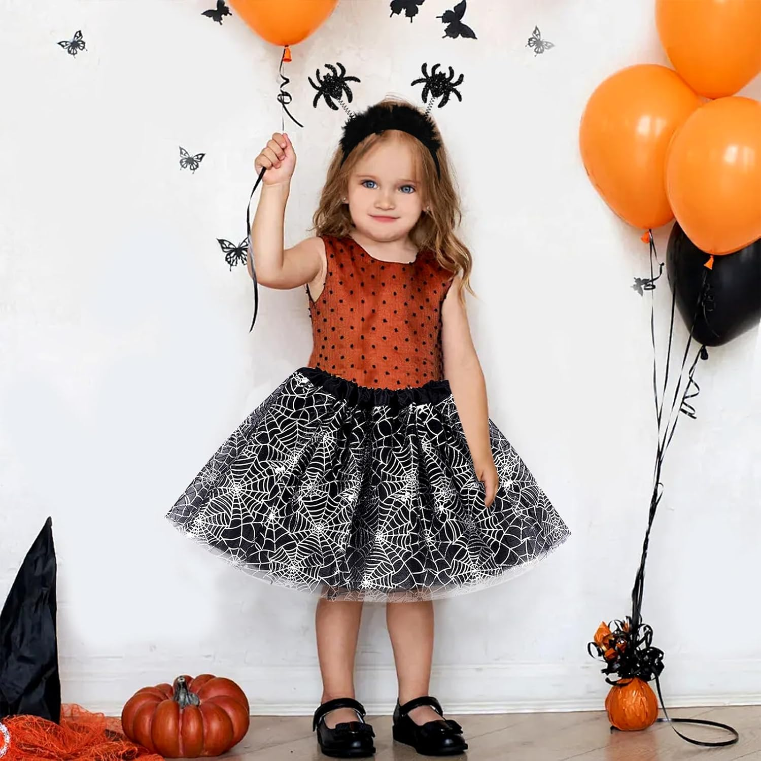 Witch Costume Children, Halloween Witch Costume Girls, Witch Tutu Skirt with Hairband, Witch Fancy Dress Set, Witch Costume for Carnival Halloween Fancy Dress Cosplay Party