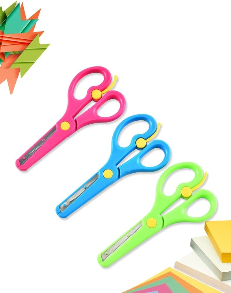 HIGHROCK 3Pcs Plastic Scissors for Kids, Safety Craft Scissors Handle Pre-School Training Scissors Children Art Craft Scissors image number 2