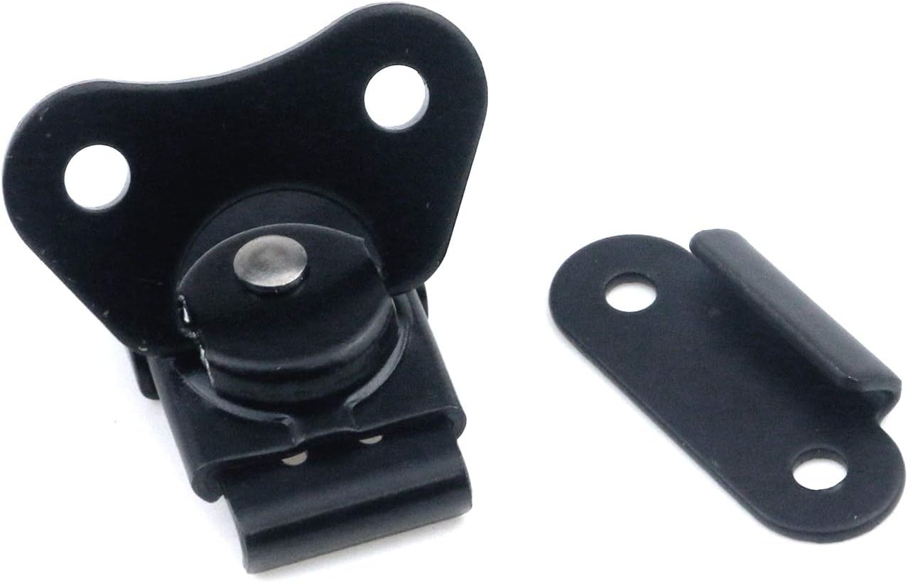 My MIRONEY 4-Pack Black Spring Loaded Butterfly Twist Latch and Keeper Metal Hardware Toggle Clamp Hasp Box Chest Closure with Screws for Flight Case,1.97" X 1.5" image number 1