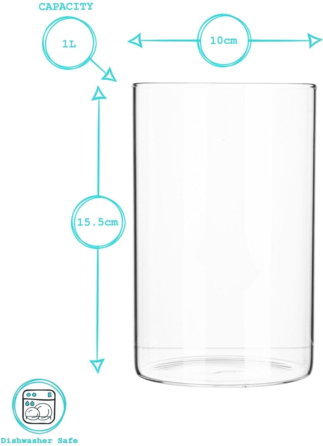 Argon Tableware Scandi Storage Jars with Leather Loop Lids - 1000Ml - 6 Pack - Modern round Organisation Container Glass Jar for Kitchens, Pantry, Bathrooms, Utility Rooms image number 2