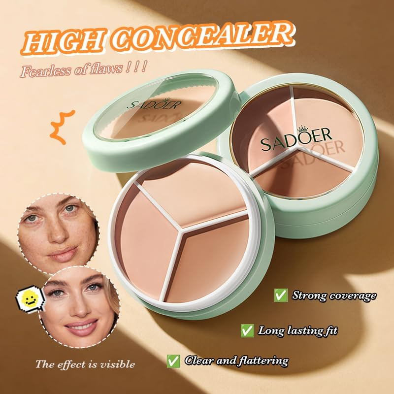 Tri-Color Concealer Palette, Natural Coverage, Precise Skin Tone Matching, Easy Application image number 4