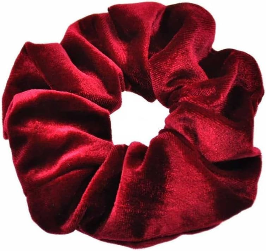 Large Soft Velvet Hair Scrunchie & Tie, Ponytail Holder for Thick Hair (Black)- Haheihei