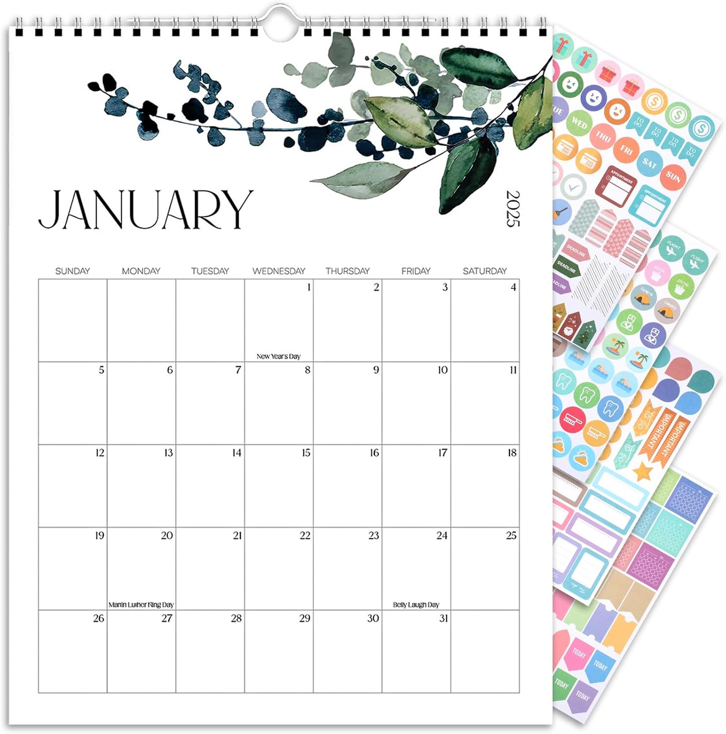 Beautiful Aesthetic COZY CORE Wall Calendar - Perfect Modern Greenery & Office Planner, 14.5"X11.5" for Easy Organizing (2025-2026 Green Leaf) image number 5