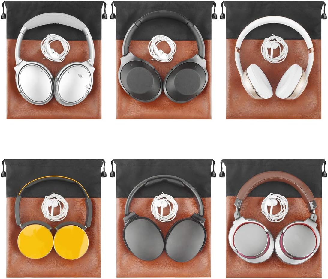 Geekria Headphones PU Carrying Bag, Universal Headphone Protection Pouch/Portable Travel Bag, Compatible with Bose QC35/25/15, Beoplay H9I/8/6/4/2, AKG Y500, Y50BT (Brown)