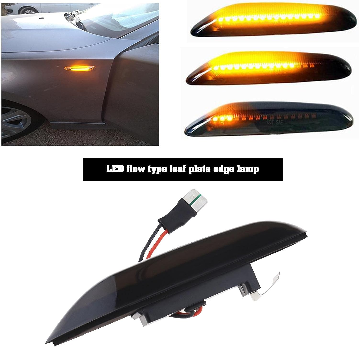 Ecsing 2Pcs Dynamic LED Side Indicator Lights Replacement Compatible with BMW E90 E91 E92 E60 E46 E87 E82 Sequential Blinker Turn Signal Lamp image number 2