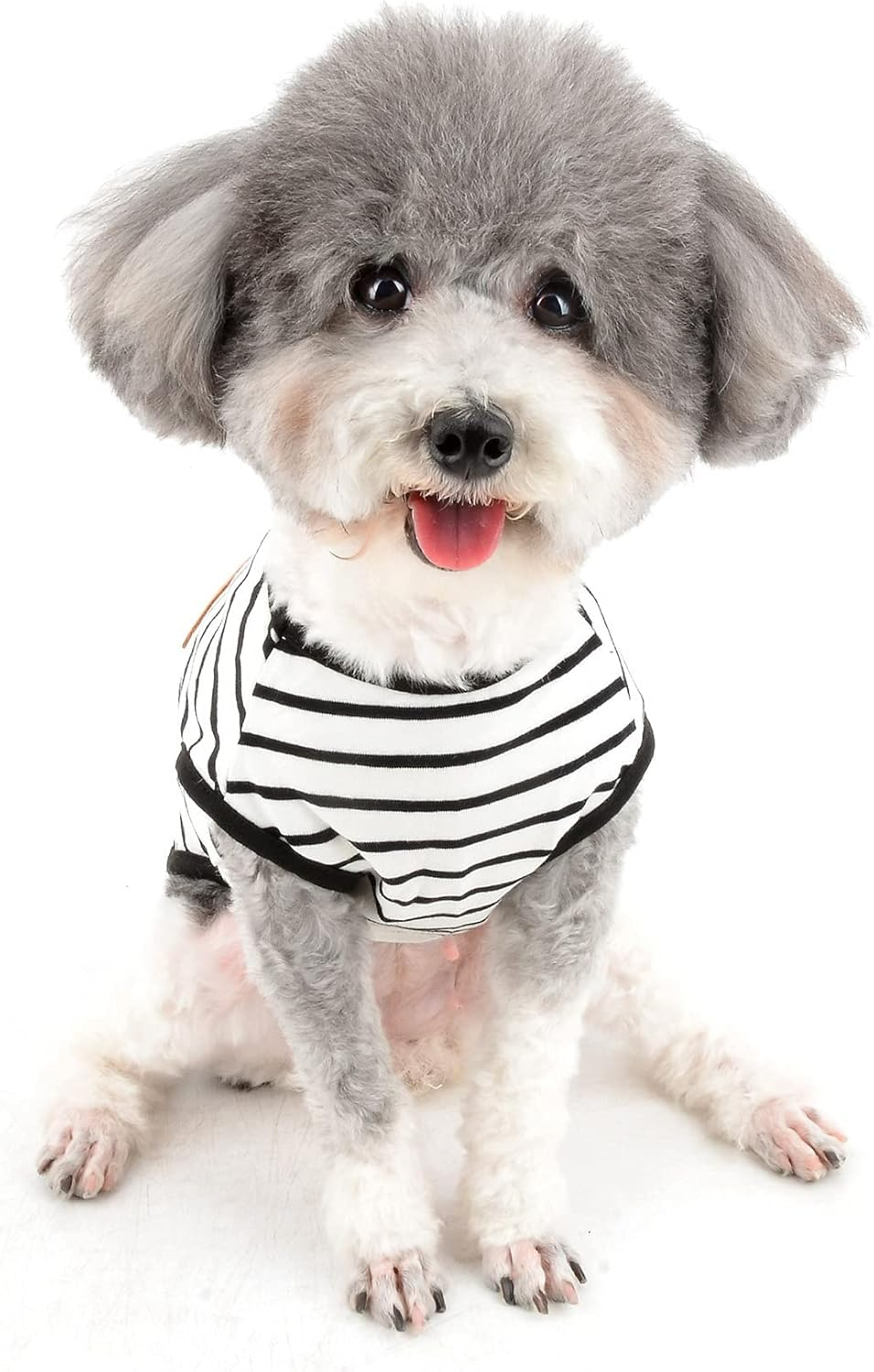 Zunea Dog Shirts for Small Dogs Summer Puppy Pet Clothes T-Shirts Soft Cotton Vest Striped Breathable Sleeveless Tank Top Pet Cats Chihuahua Basic Tee Shirt Apparel for Dogs Girls Boys Black XXL image number 4