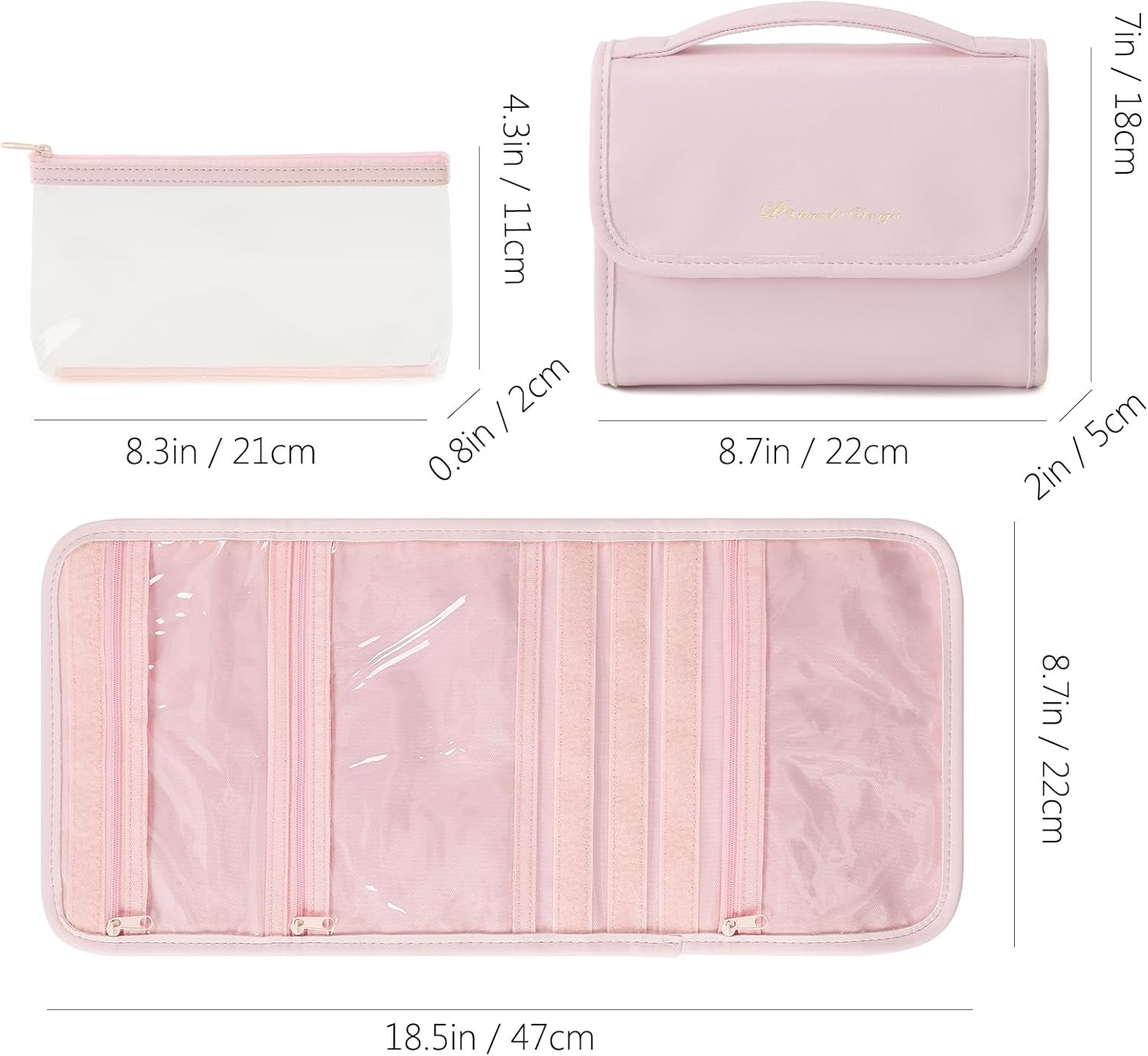 Vanfn Cosmetic Bags, Makeup Bag Cosmetic Bag for Women Cosmetic Travel Makeup Bag Large Travel Toiletry Bag for Girls Make up Bag Brush Bags P.Travel Series image number 6