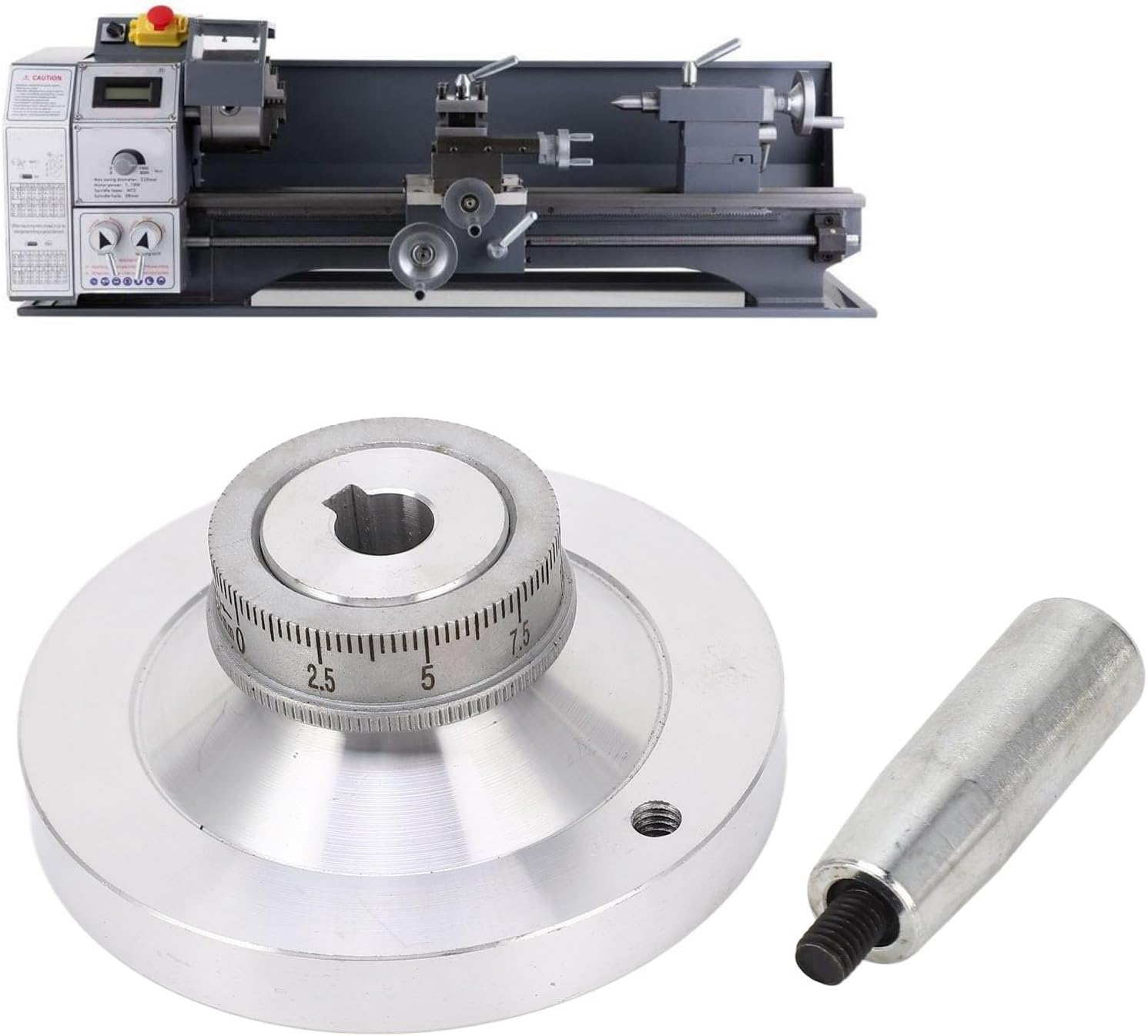 GRCFUMO Lathe Handwheel, 80Mm Aluminum Alloy Hand Wheel with Crank Handle, round Hand Wheel for 7X12 7X14 0618 CJ18A Mini Lathes image number 5