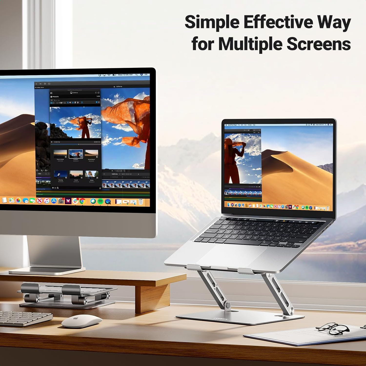 UGREEN Laptop Stand for Desk Adjustable Ergonomic Desktop Holder Compatible with Macbook, Chromebook, Notebook, up to 17.3 Inch image number 4