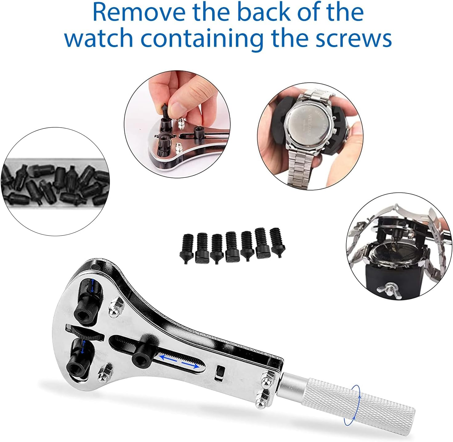 STORMHERO Watch Repair Kit 436IN1, Watch Repair Tools Kits, Watch Case Opener, Watch Battery Replacement Tool, Watch Band Link Removal Tool, Spring Bar Set with Carrying Case image number 2