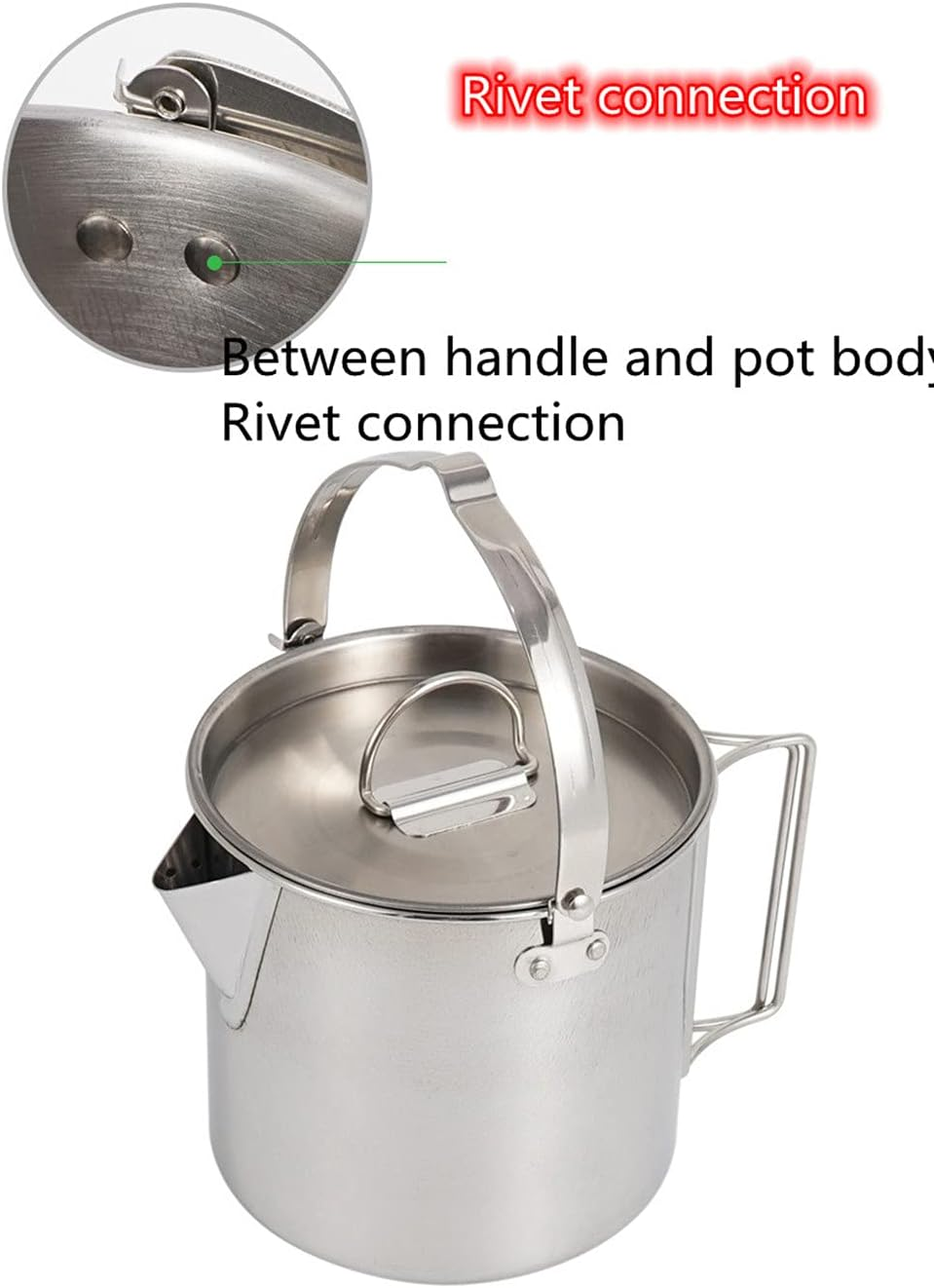 ZNZNANG Outdoor Camping Kettle，1.2L Outdoor Camping Kettle，Portable Hanging Pot Cookware Coffee Pot Picnic Pot